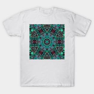 Dot Mandala Flower Blue Green and Red T-Shirt